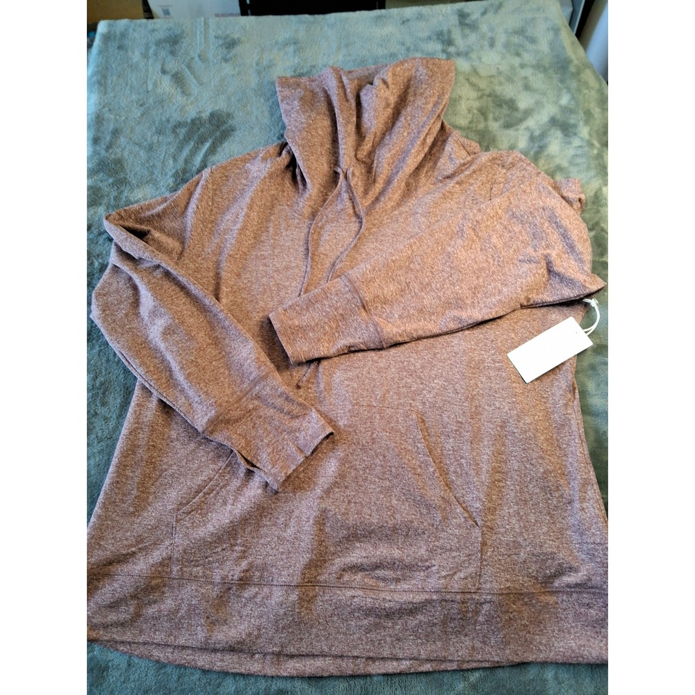 Balance Collection Womens 1X Oxblood Red Heathered Cowl Neck Hoodie BPT4656T NWT